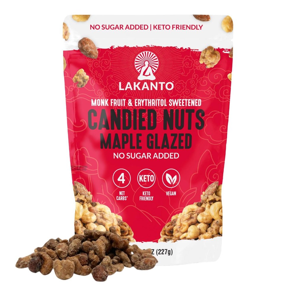 Lakanto Candied Nuts Maple Glazed - No Sugar Added, Sweetened with Monk Fruit, 3 Net Carbs, Keto Diet Friendly, Vegan, On the Go Snack Anytime (Maple Glazed)