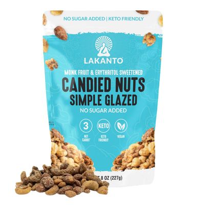 Lakanto Candied Nuts Simple Glazed - No Sugar Added, Sweetened with Monk Fruit, 3 Net Carbs, Keto Diet Friendly, Vegan, On the Go Snack Anytime (Simple Glazed)