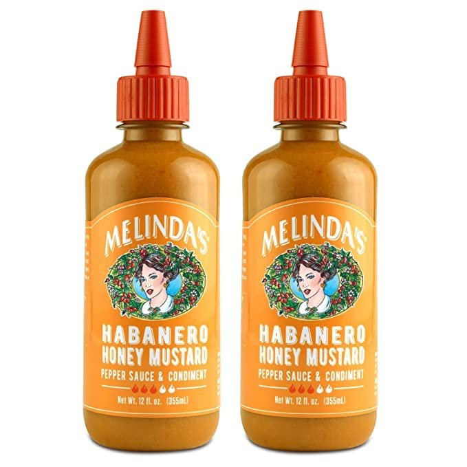 Melindas Habanero Honey Mustard - Habanero Hot Sauce with Fresh Peppers, Real Mustard - Gluten Free, Keto Hot Sauce - 12 oz, 2 Pack
