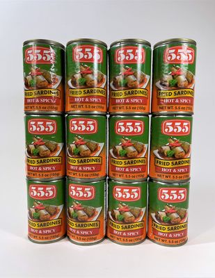555 FRIED SARDINES HOT & SPICY 5.5 OZ (12-PACK)