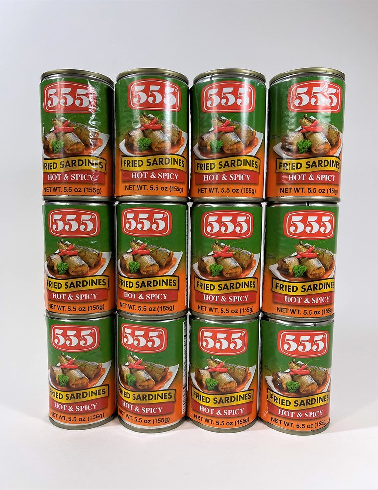555 FRIED SARDINES HOT & SPICY 5.5 OZ (12-PACK)