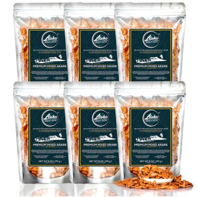Aloha Right Now Arare Rice Crackers Hawaiian Mochi Crunch Snack Mix (6oz, Pack of 6) Oriental Japanese Rice Crackers Asian Party & Office Snack Variety Pack