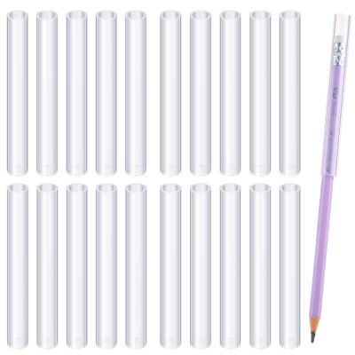 Pajean 20 Pieces Kids Chewable Clear Pencil Toppers for Sensory Pencil Toppers Silicone Chewy Sensory Oral Motor Chew Aid for Anxiety or Autism, ADHD, Integration Issue