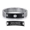 AOAMID Stretch Medical Alert Bracelets for Men Stainless Steel medical Bracelets for women with Free engraving-(Customize-silver-black-7.75 in) view 1