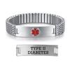 AOAMID Stretch Medical Alert Bracelets for Men Stainless Steel medical Bracelets for women with Free engraving-(type 2 diabetes-silver-7.75 in) view 1