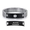 AOAMID Stretch Medical Alert Bracelets for Men Stainless Steel medical Bracelets for women with Free engraving-(blood thinner-silver-black-8.5 in) view 1