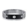 AOAMID Stretch Medical Alert Bracelets for Men Stainless Steel medical Bracelets for women with Free engraving-(type 1 diabetes-silver-black-7.75 in) view 2