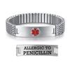AOAMID Stretch Medical Alert Bracelets for Men Stainless Steel medical Bracelets for women with Free engraving-(allergy to penicillin-silver-7.75 in) view 1