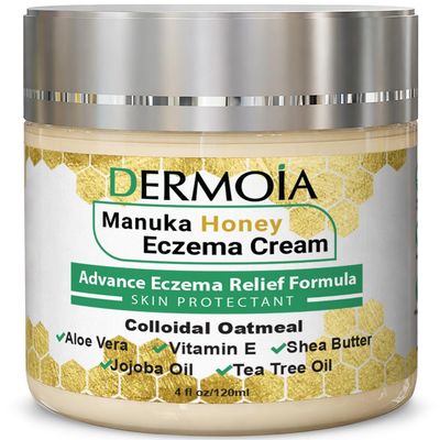 DERMOIA Manuka Honey Cream - Eczema Cream for Adults & Kids - Seborrheic Dermatitis Cream for All Skin Types - Eczema Honey Cream for Redness & Itch Skin Relief with Aloe Vera - 4oz