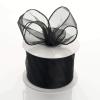 2.5 inch Wide x 10 Yards Wired Sheer Organza (SRBd) Ribbon - Wedding Favors Bows (Black) view 1