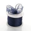 2.5 inch Wide x 10 Yards Wired Sheer Organza (SRBd) Ribbon - Wedding Favors Bows (Navy Blue) view 1