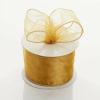 2.5 inch Wide x 10 Yards Wired Sheer Organza (SRBd) Ribbon - Wedding Favors Bows (Gold) view 1