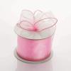 2.5 inch Wide x 10 Yards Wired Sheer Organza (SRBd) Ribbon - Wedding Favors Bows (Pink) view 1