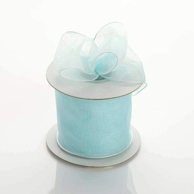 2.5 inch Wide x 10 Yards Wired Sheer Organza (SRBd) Ribbon - Wedding Favors Bows (Blue)