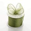 2.5 inch Wide x 10 Yards Wired Sheer Organza (SRBd) Ribbon - Wedding Favors Bows (Willow Green) view 1