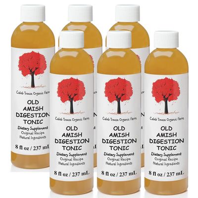 Caleb Treeze Digestion Tonic (Formerly: Stops Acid Reflux) Pack of 6, (8 oz each) Old Amish Formula | Fast-Acting Natural Digestive Support for Occasional Heartburn, Indigestion and Bloating Relief