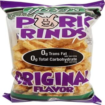Yoder's Original, BBQ, Hot & Spicy, Salt & Vinegar or Chili Lime Pork Rinds (Chicharrones), 3.5 oz. Bags (Original, 3 Bags)