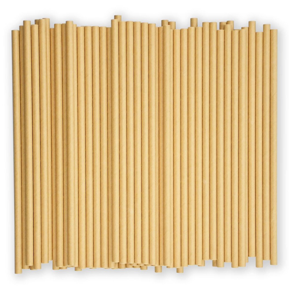 [1000 Count] Disposable Paper Drinking Straws, Brown Kraft, 7.75" x0.24" - Eco-friendly