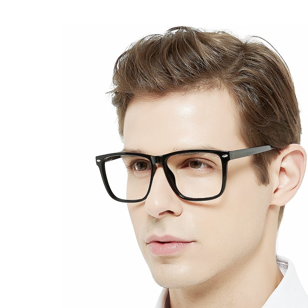 MARE AZZURO Extra Large Square Reading Glasses Men Oversized Readers Big Face 1.0 1.25 1.5 1.75 2.0 2.25 2.5 2.75 3.0 3.5 4.0 5.0 6.0 (Black, 5.00)