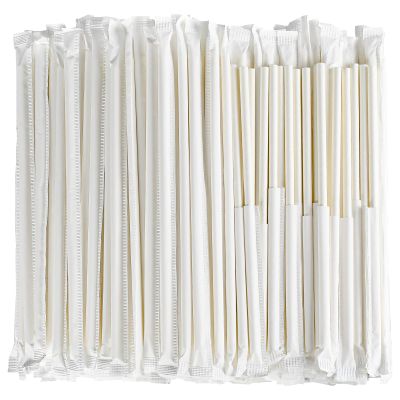 [1000 Counts] White Paper Straws Wrapped Individually for Drinking - 7.75" x0.24" - Restaurant Pack