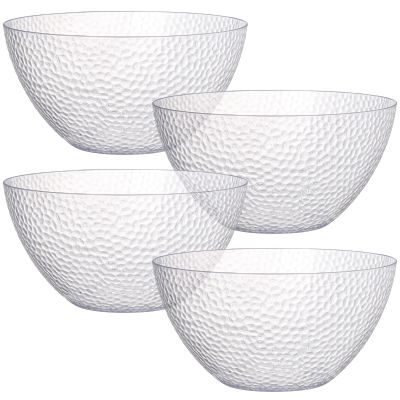 Suwimut 4 Pack Clear Plastic Serving Bowls, 135 OZ Large Round Plastic Bowls, 10 Inch Disposable Reusable Salad Mixing Bowl Buffet Containers for Catering, Party, Salad, Fruit, Chips, Popcorn, Snack