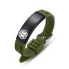 AOAMID Medical Alert Bracelets for Men Women Adjustable Free Engraving Sport Silicone Medical ID Bracelets 8.5 Inches (Green-customize)