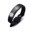 AOAMID Medical Alert Bracelets for Men Women Adjustable Free Engraving Sport Silicone Medical ID Bracelets 8.5 Inches (Black-type 2 diabete)