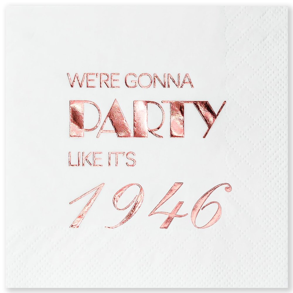 Crisky 80th Birthday Cocktail Napkins Rose Gold for Women 80th Birthday Party Decorations for Cake Dessert Berverage Table, 80th Birthday Party Supplies 50 Pcs Disposable Napkins, 3-Ply