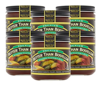 Better Than Bouillon Premium Seasoned Vegetable Base, Blendable Base for Added Flavor, 38 Servings Per Jar 8 Ounce (Pack of 6)