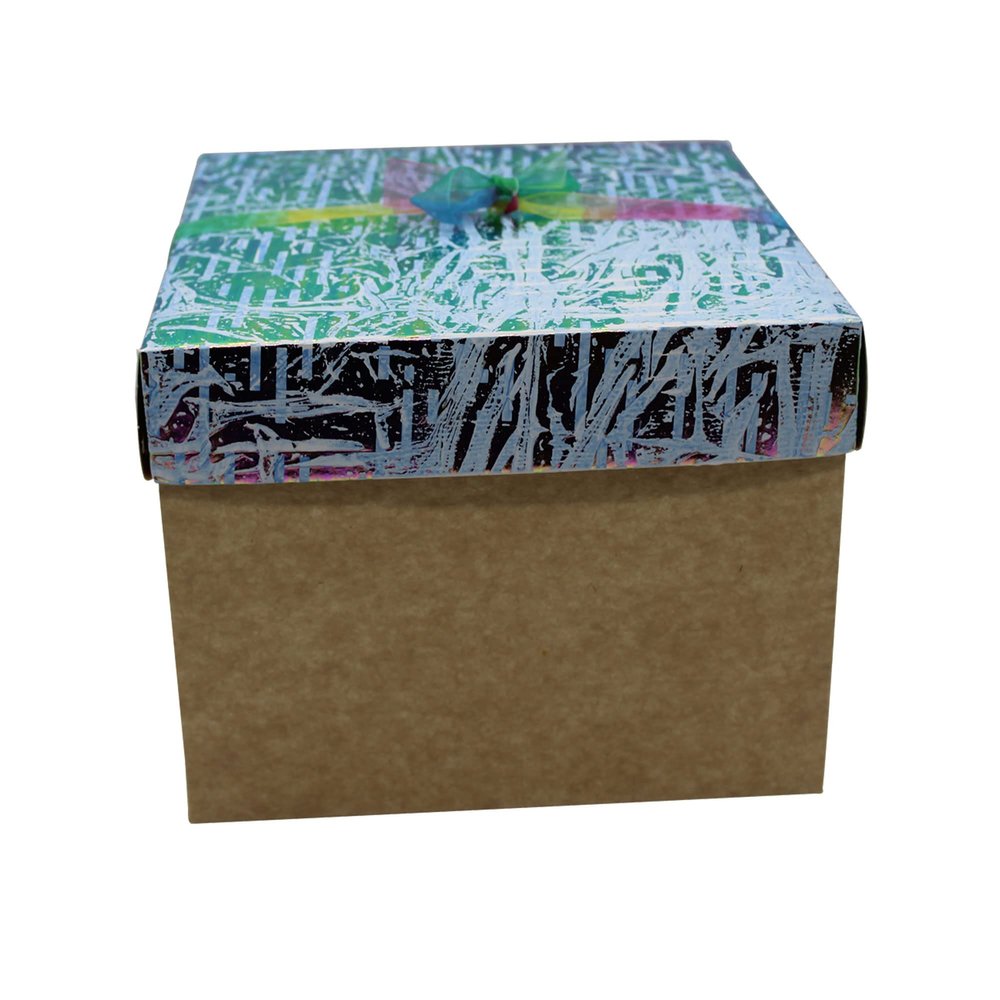 FELANAS 6 Pack Brown Cardboard Gift Boxes with Metallized Top | Wrapping Clothing Boxes for Gifts, Mailing, Clothes | 20 x 20 x 15 CM : 8" x 8" x 6" | Gift Cardboard Boxes (Metallized Iridescent)