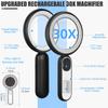 Rechargeable Magnifying Glass with Light, 30X 4.7IN Handheld Large Lightweight Lighted Magnify Len 21 LED 3 Modes Illuminated Book Magnifier forSenior,Reading,Inspection,Coin,JewelryChristmasGift view 4