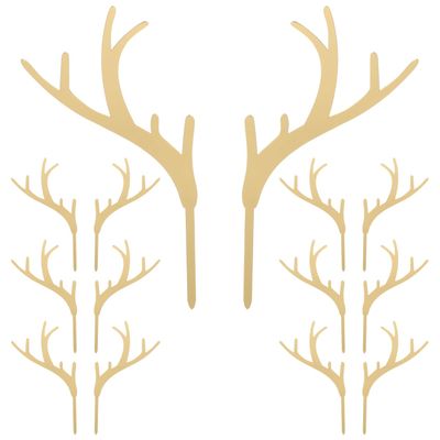 14PCS Antler Cupcake Toppers Christmas Deer Cake Picks Reindeer Acrylic Christmas Cake Toppers for Baby Shower Wedding Hunting Birthday Party Supplies