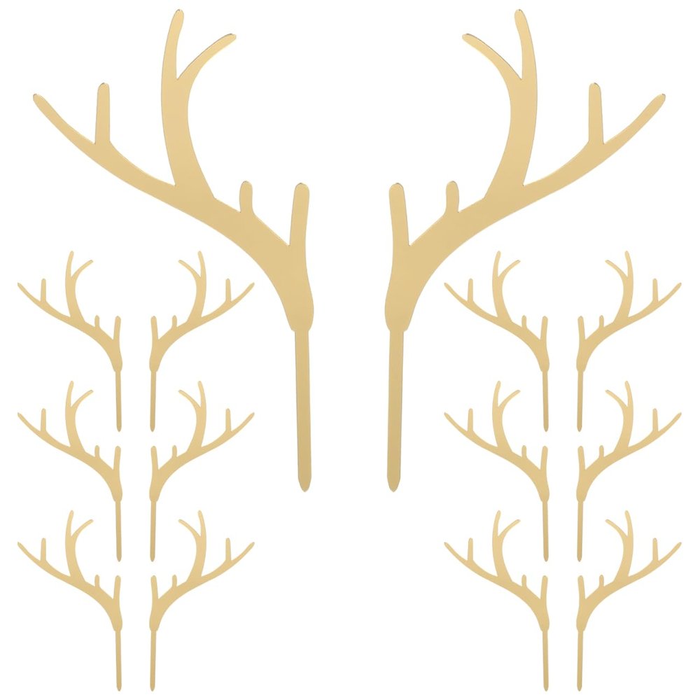 14PCS Antler Cupcake Toppers Christmas Deer Cake Picks Reindeer Acrylic Christmas Cake Toppers for Baby Shower Wedding Hunting Birthday Party Supplies