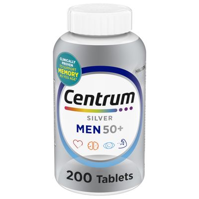 Centrum Silver Men's 50+ Multivitamin with Vitamin D3, B-Vitamins, Zinc for Memory and Cognition - 200 Tablets