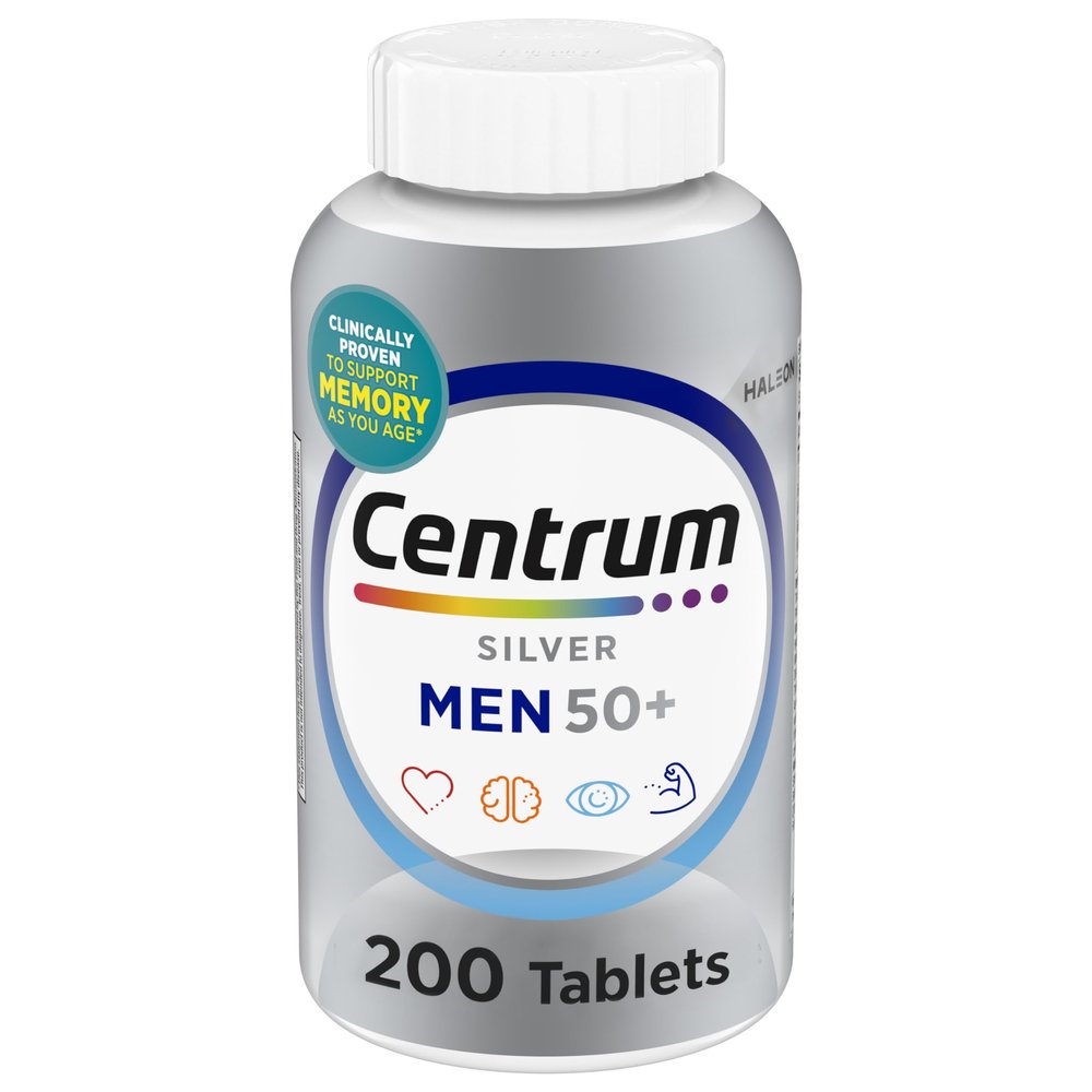 Centrum Silver Men's 50+ Multivitamin with Vitamin D3, B-Vitamins, Zinc for Memory and Cognition - 200 Tablets