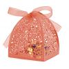 Auto-plaza 50 Pieces Beauty Laser Cut Favor Boxes DIY Wedding Birthday Gift Candy Boxes with Ribbons (Pink) view 4