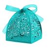 Auto-plaza 50 Pieces Beauty Laser Cut Favor Boxes DIY Wedding Birthday Gift Candy Boxes with Ribbons (Skyblue) view 1
