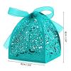 Auto-plaza 50 Pieces Beauty Laser Cut Favor Boxes DIY Wedding Birthday Gift Candy Boxes with Ribbons (Skyblue) view 3