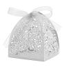 Auto-plaza 50 Pieces Beauty Laser Cut Favor Boxes DIY Wedding Birthday Gift Candy Boxes with Ribbons (White) view 1