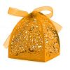 Auto-plaza 50 Pieces Beauty Laser Cut Favor Boxes DIY Wedding Birthday Gift Candy Boxes with Ribbons (Gold) view 1
