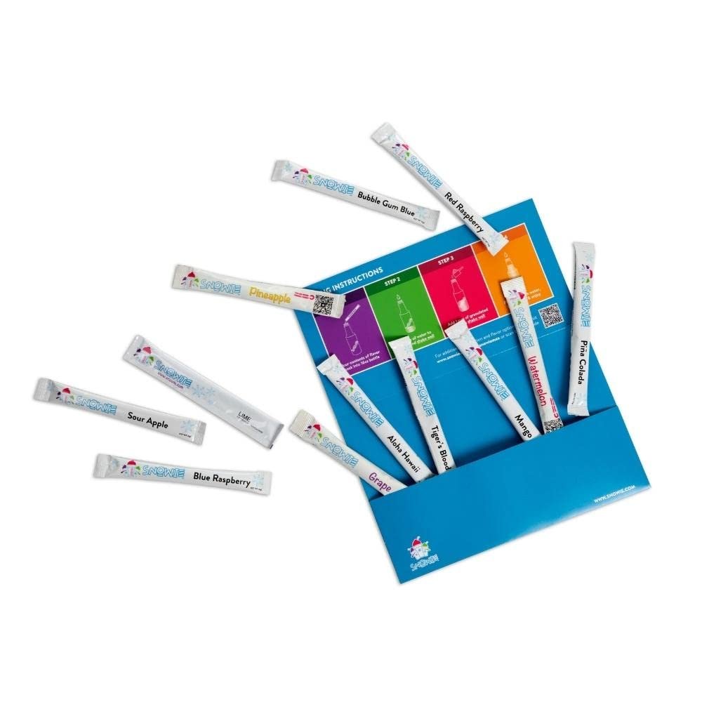 SNOWIE - Original Shaved Ice Snow Cone Flavor Syrup Powder Sticks 12 Pint Pack - Maui Kit
