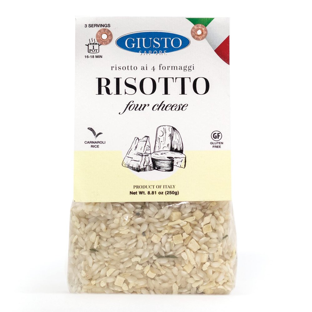 Giusto Sapore Italian Risotto - Four Cheese - All Natural Gluten Free, No Added Salt - Premium Gourmet 3-4 Serving Size, 8.81 oz - Imported from Italy and Family Owned