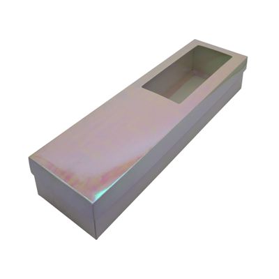 FELANAS 6 Pack Cute Cardboard Long Boxes Acetate Window for Fresh Flowers | Gift Boxes Window for Anniversaries, Weddings, Christmas | 12 x 43 x 6.6 CM : 5" x 17" x 2.5" | Frosty Purple