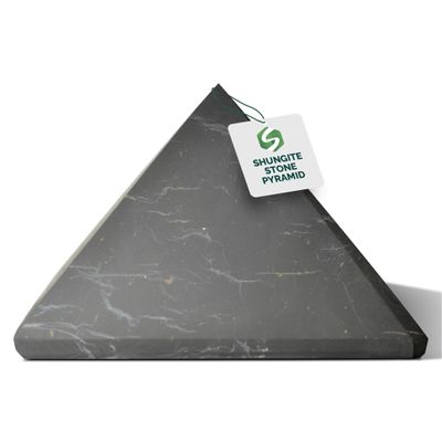 Shungite World Authentic Shungite Pyramid Unpolished 100 mm / 3.93" Chakra Energy Natural Healing Crystal Real Black Pyramid Home Office Protection Desk Decor Meditation Reiki Grounding Stone