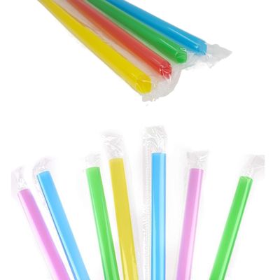 Individually Wrapped Jumbo Drinking Straws For Bubble Tea, Smoothies Extra Wide, Milkshakes, Slushies, Party - Assorted Colors, Disposable, Jumbo Long Straws (8 inch x 0.5 inch) (1000)