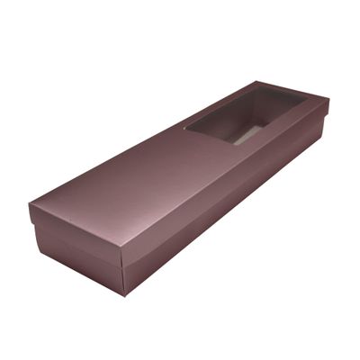 FELANAS 6 Pack Cute Cardboard Long Boxes Acetate Window for Fresh Flowers | Gift Boxes Window for Anniversaries, Weddings, Christmas | 12 x 43 x 6.6 CM : 5" x 17" x 2.5" | Frosty Purple