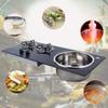 Gas Hob Cooktop 31 Inch 2 Burners Gas Stove Hob and Sink Combo with Glass Lid, Built in Gas Stoves Cooktop - LPG Gas Dual Fuel Thermocouple Protection for RV Camper Caravan Outdoor Apartments view 4