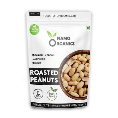 Admart Namo Organics - Organic Roasted Unsalted Peanuts - 500 Gm - [Grade A Peanuts, Skin Removed]