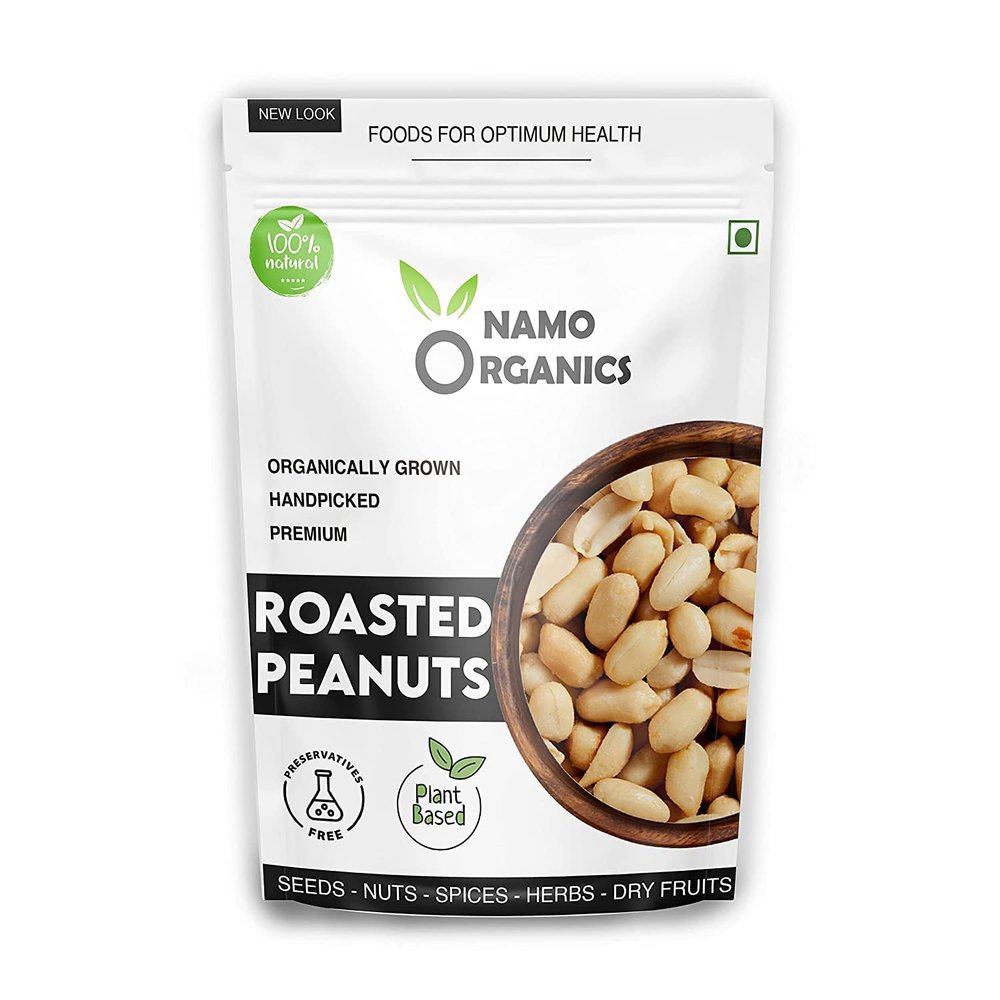 Admart Namo Organics - Organic Roasted Unsalted Peanuts - 500 Gm - [Grade A Peanuts, Skin Removed]