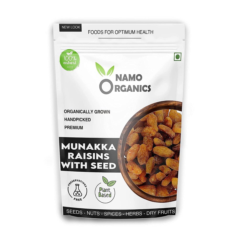 Admart Namo Organics - Afghani Munakka Raisins with Seeds (Abjosh) - 500 Gm